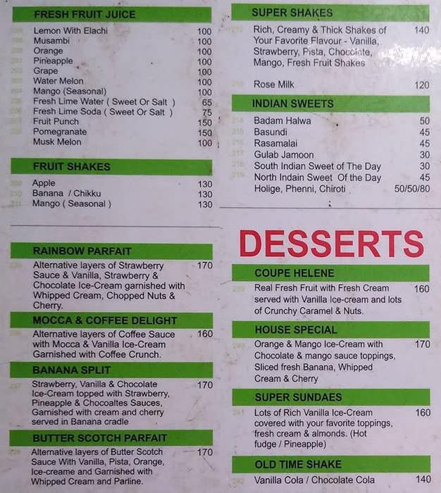 Woodys menu