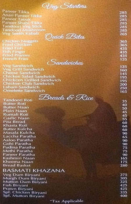 Spice 6 Global Cuisine menu