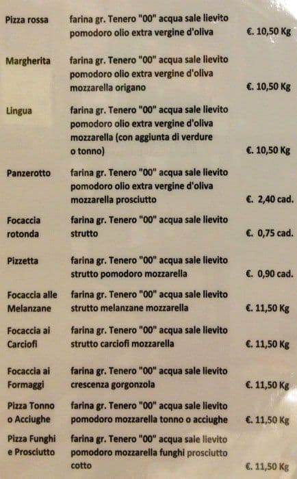 Menu di Panificio pasticceria Peter Pan 
