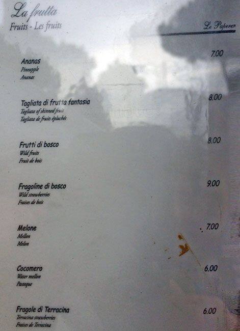 Menu di Le Papere 