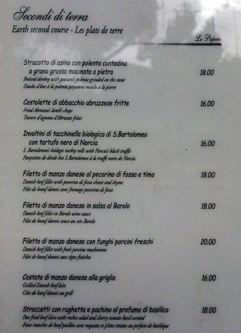 Menu di Le Papere 