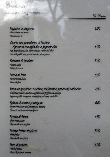Menu di Le Papere 