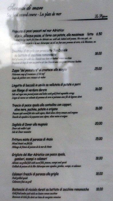 Menu di Le Papere 