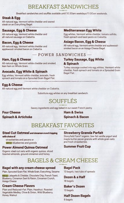 Panera Bread Menu Prices Printable