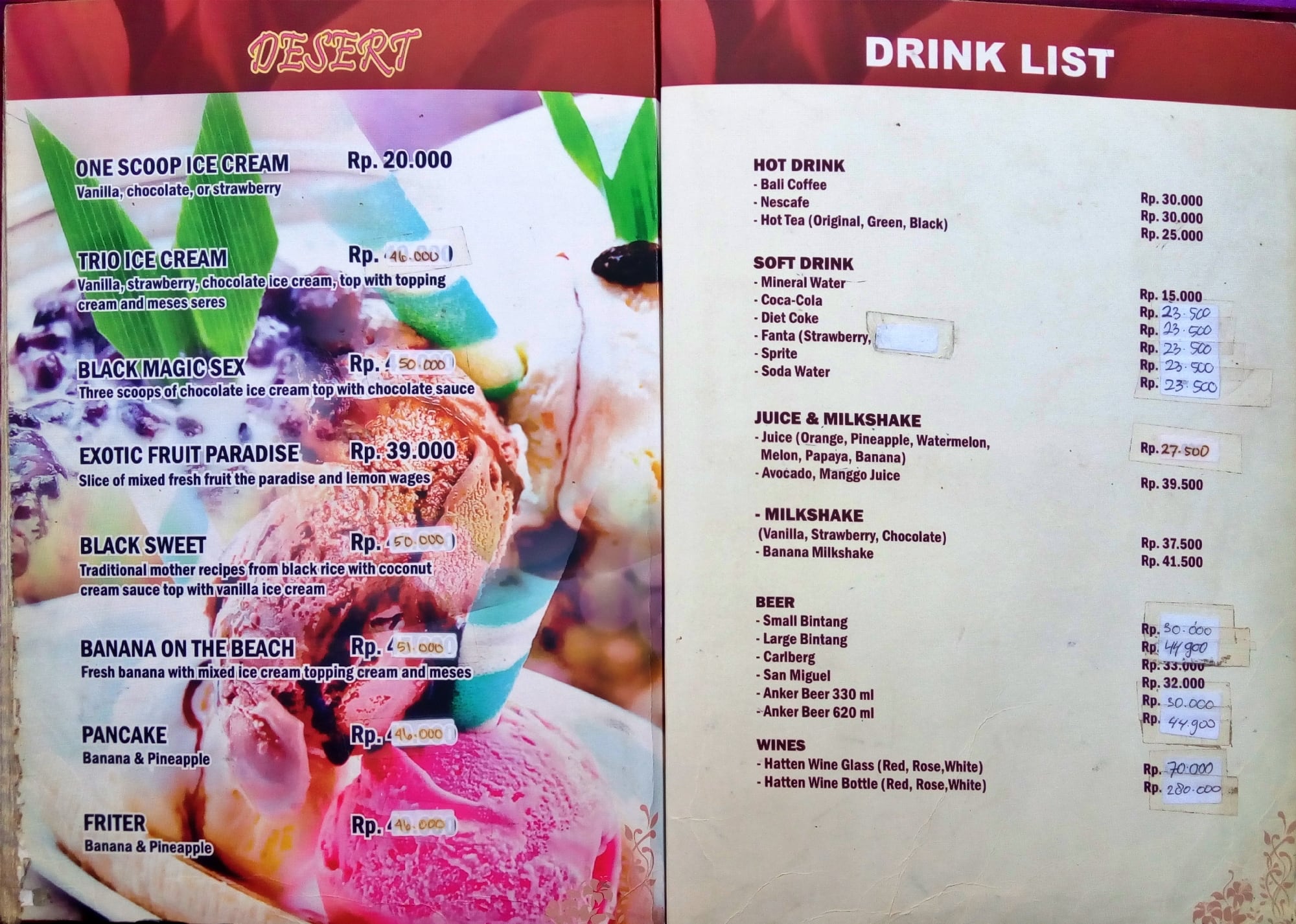 Menu at Cockatoo pub & bar, Jimbaran