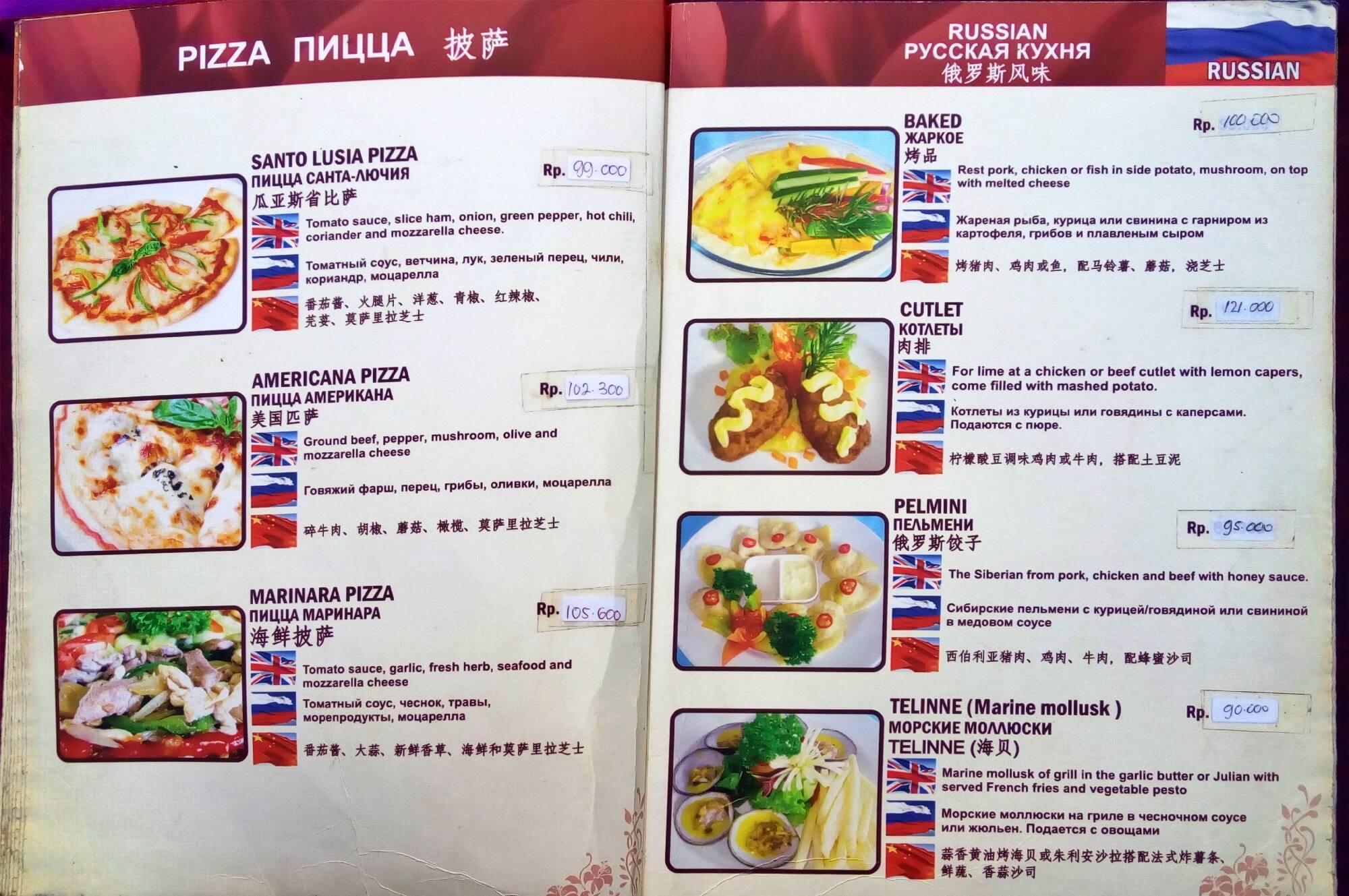 Menu at Cockatoo pub & bar, Jimbaran