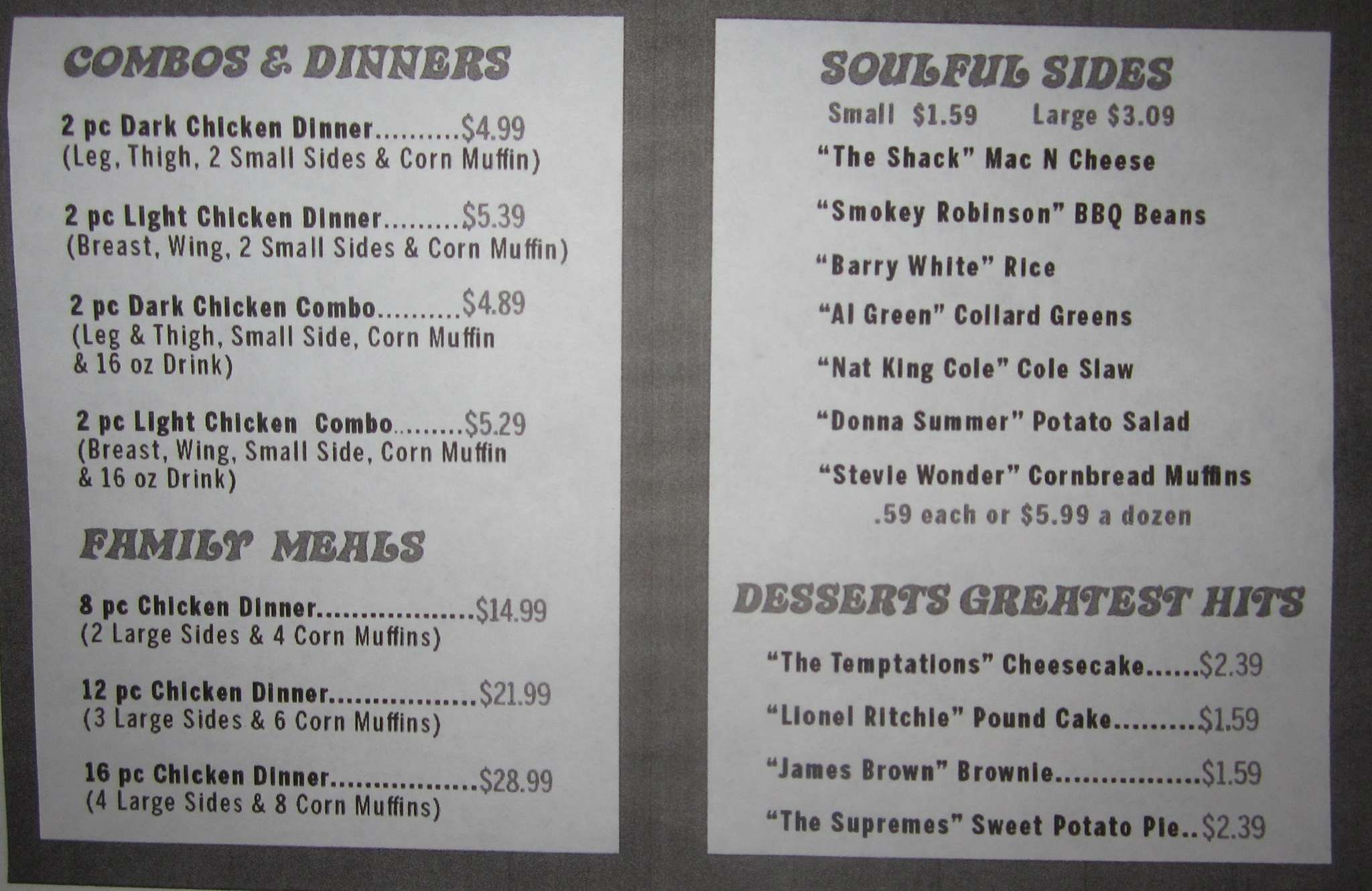 Menu at Ms Chicken Shack restaurant, Beaver Falls, 7th Ave
