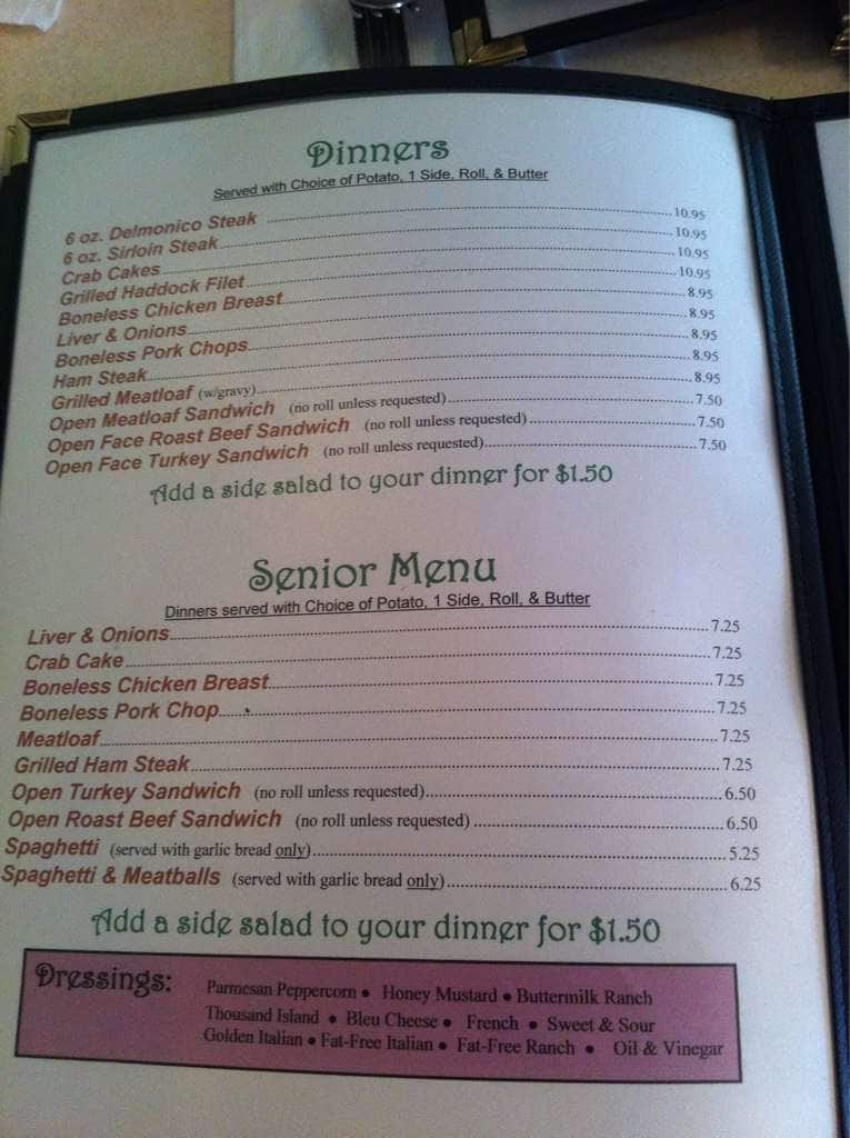 Menu at Brody's Diner, Spring Mills