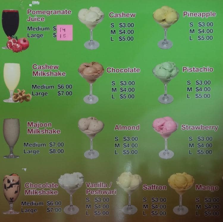 Menu at Agha Juice Centre pub & bar, Dandenong