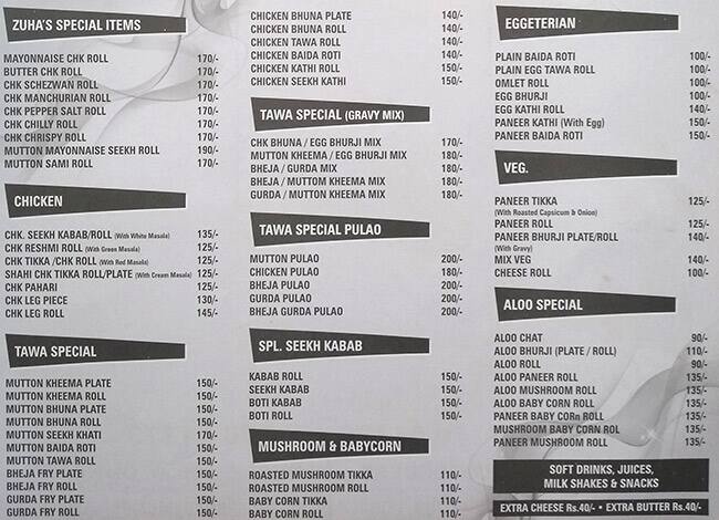 Zuha S Kitchen Menu Menu For Zuha S Kitchen Mumbai Central