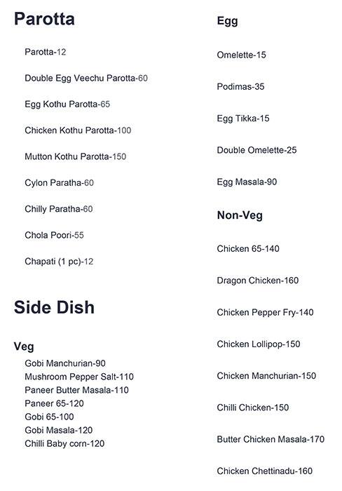 Menu of Bharat Restaurant, Sriperumbudur Locality, Sriperumbudur