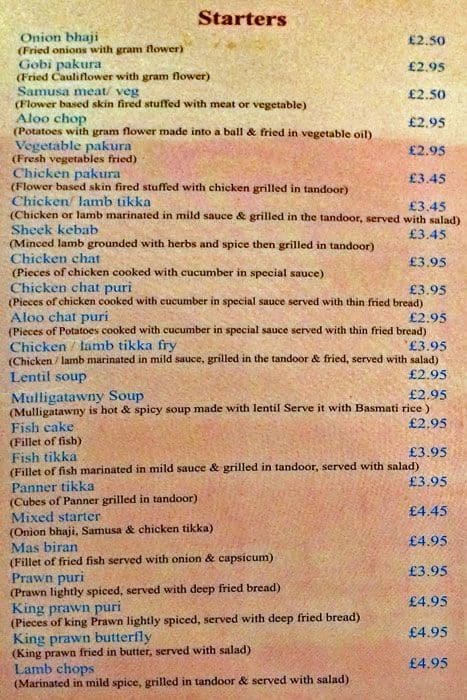Saffron Restaurant Menu, Menu For Saffron Restaurant, Brick Lane