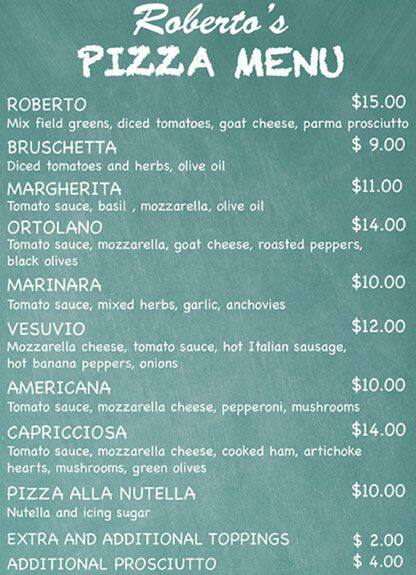Roberto's menu