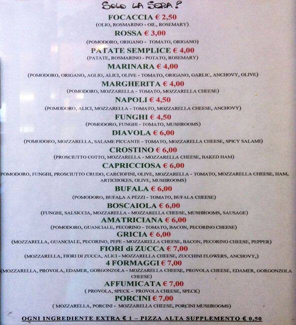 Menu di Pizza da V.I.P. 