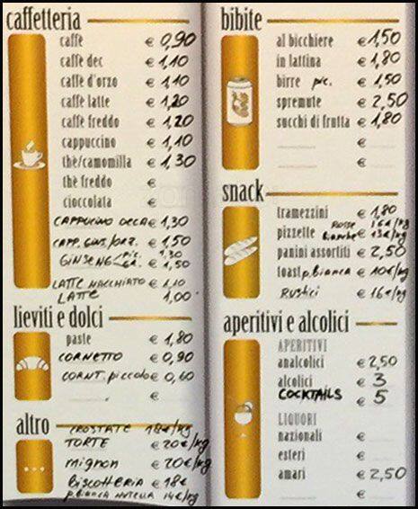 Menu di Bar Pasticceria Pizzeria Via Ruggero Orlando 68 