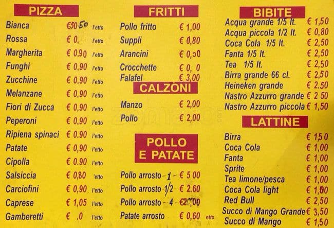 Menu di Pizza Rustica 