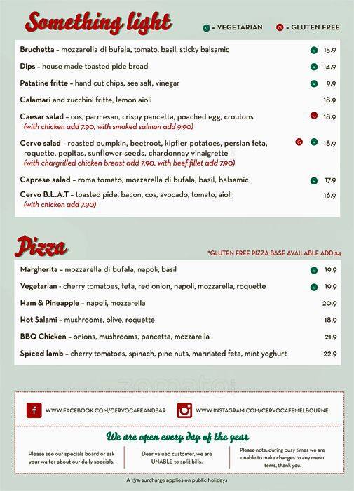 Cervo Crown Menu Cervo Crown Menu