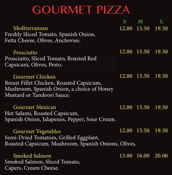 Carta de pizzería Metropolis Pizza, Templestowe, 114 James St