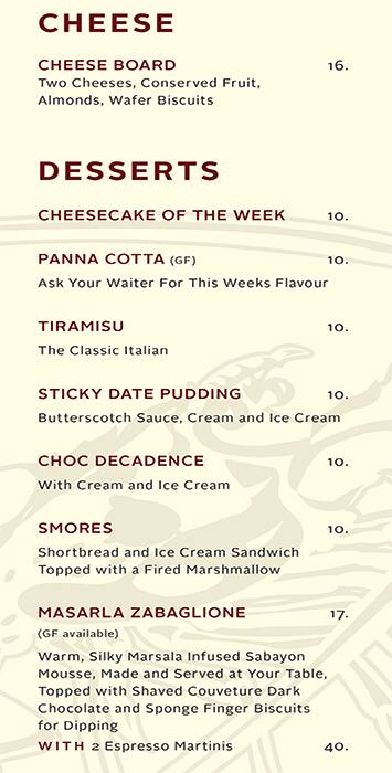 Red Cray menu