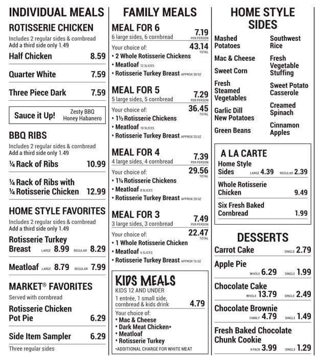 Boston Market Menu, Menu for Boston Market, Bellaire, Houston