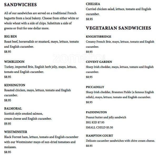 House of Commons Menu, Menu for House of Commons, LoDo, Denver