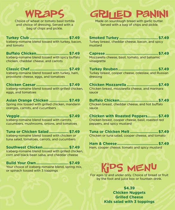 Field of Greens Menu, Menu for Field of Greens, Mooresville, Charlotte ...