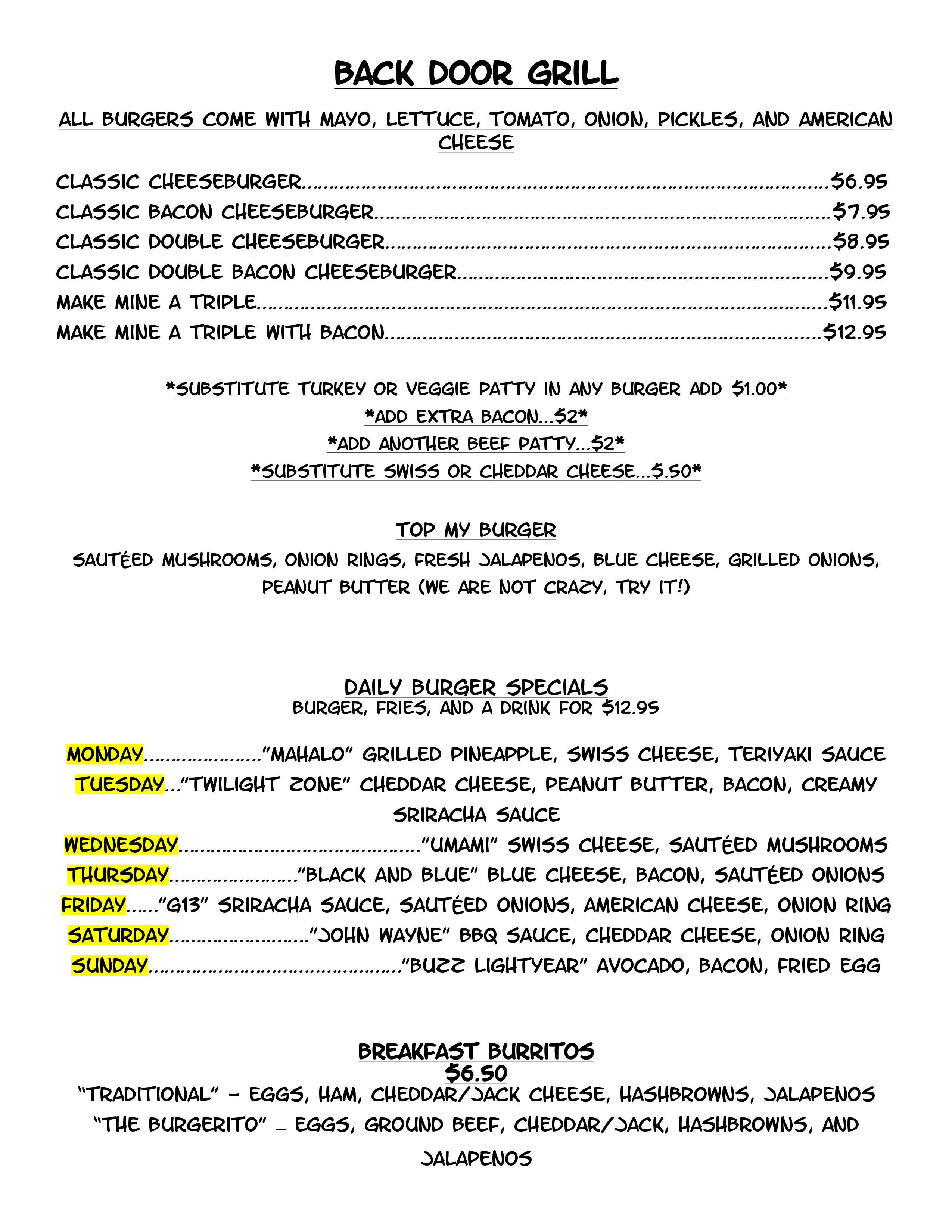 Triple Door Menu Drink Menu Sc 1 St Lucyu0027s Retired Surfers