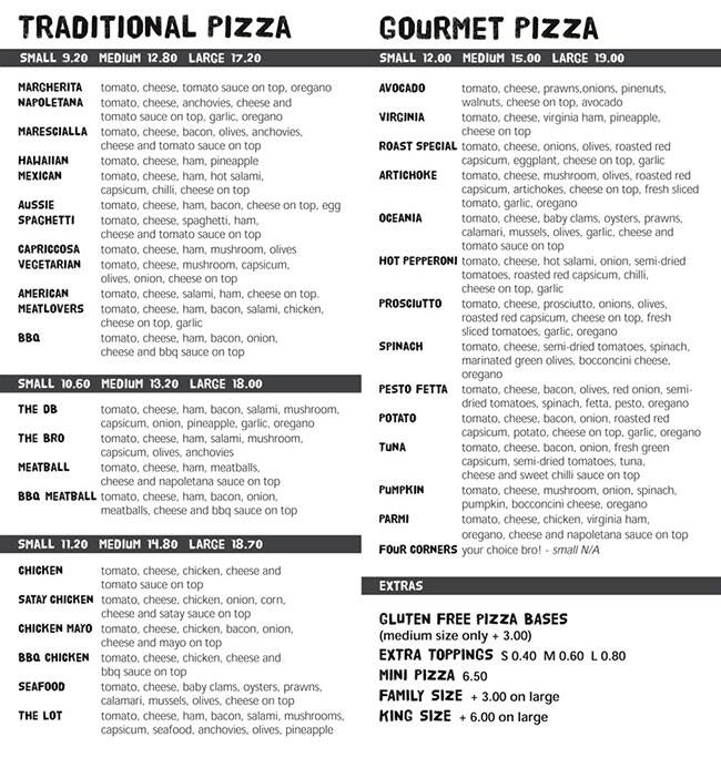 Menu at Dough Bros Pizza + Bar, Torquay