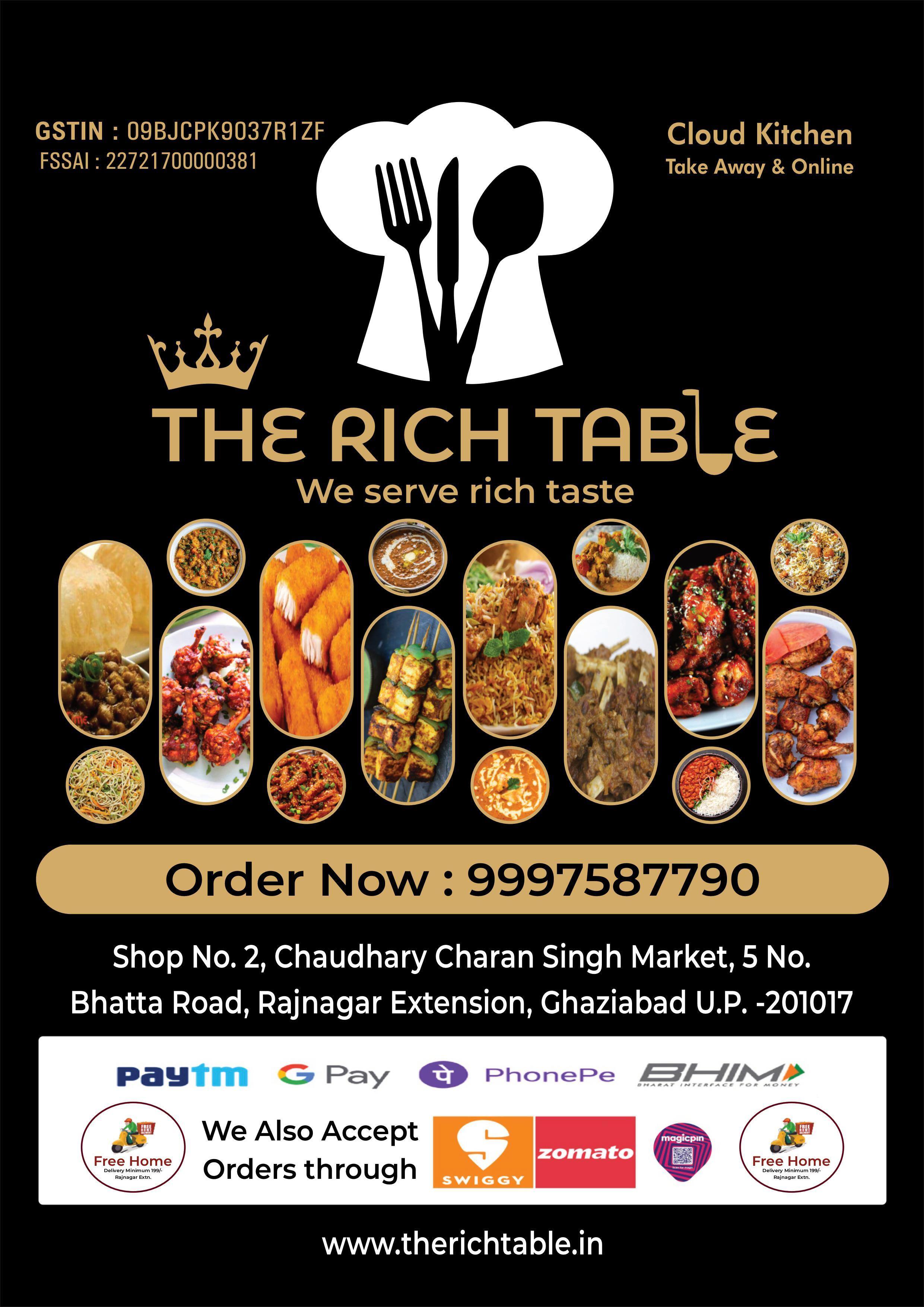 Menu of The Rich Table, Raj Nagar Extension, Ghaziabad