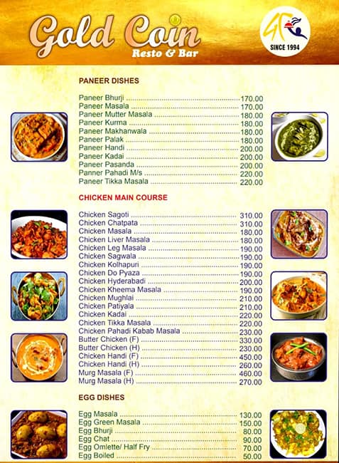 Menu at Gold Coin Restaurant & Bar, Mira Bhayandar