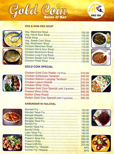 Menu at Gold Coin Restaurant Bar Mira Bhayandar