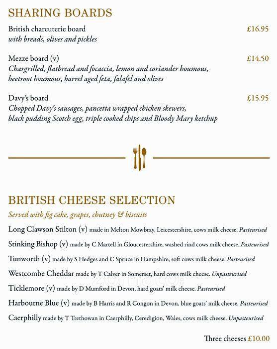 Menu at Greenwich Wine Vaults pub & bar, London