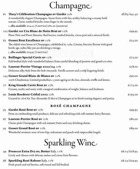 Menu at Greenwich Wine Vaults pub & bar, London