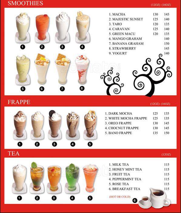 Menu at Café 1700 restaurant, Parañaque, 1700 Bradco Ave