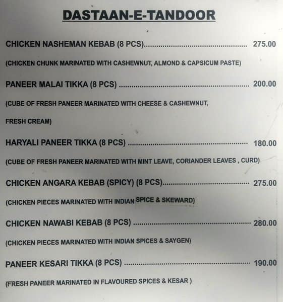 Rani Rasoi menu