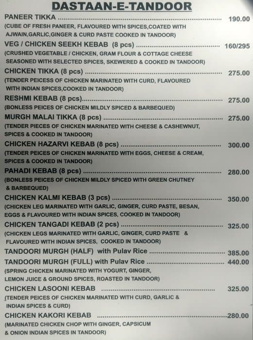 Rani Rasoi menu
