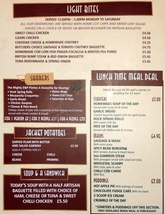 Menu at The Dog & Partridge pub & bar, Stockport, 687693 Didsbury Road
