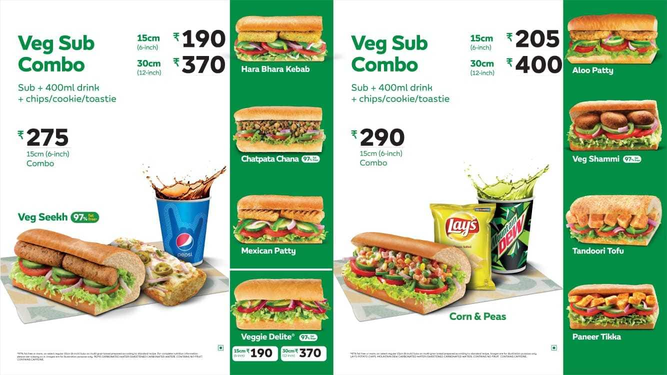 Menu at Subway, Ludhiana, Third Floor