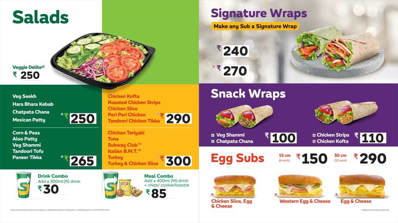 Menu at Subway, Ludhiana, Third Floor