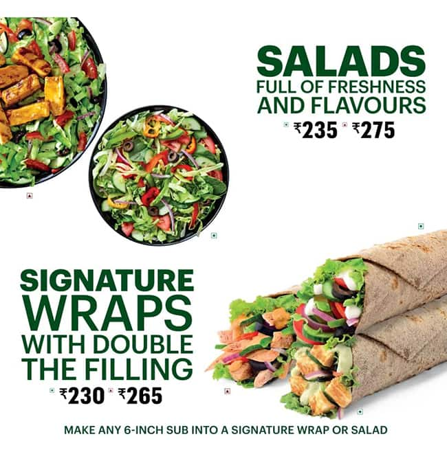 Menu of Subway, Civil Lines, Ludhiana