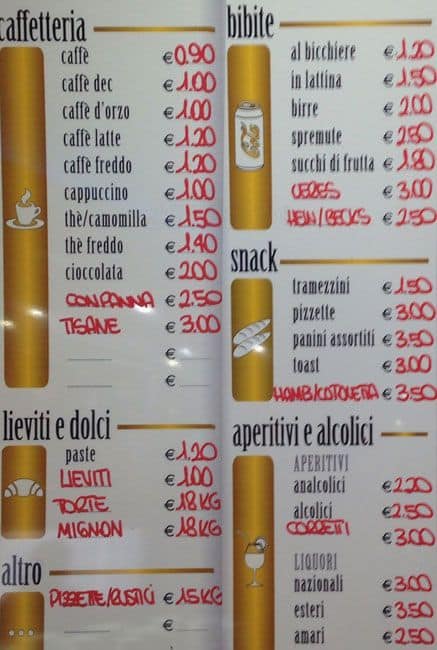 Bar Basiony Speisekarte