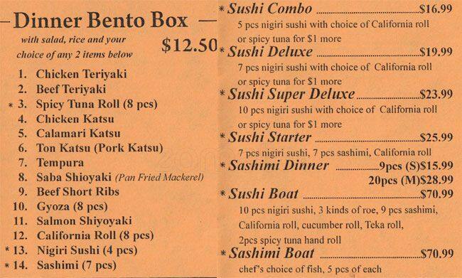 Menu At Sapporo And Sushi Restaurant Fife