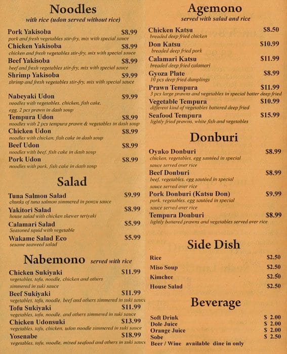 Menu at Sapporo & Sushi Restaurant, Fife