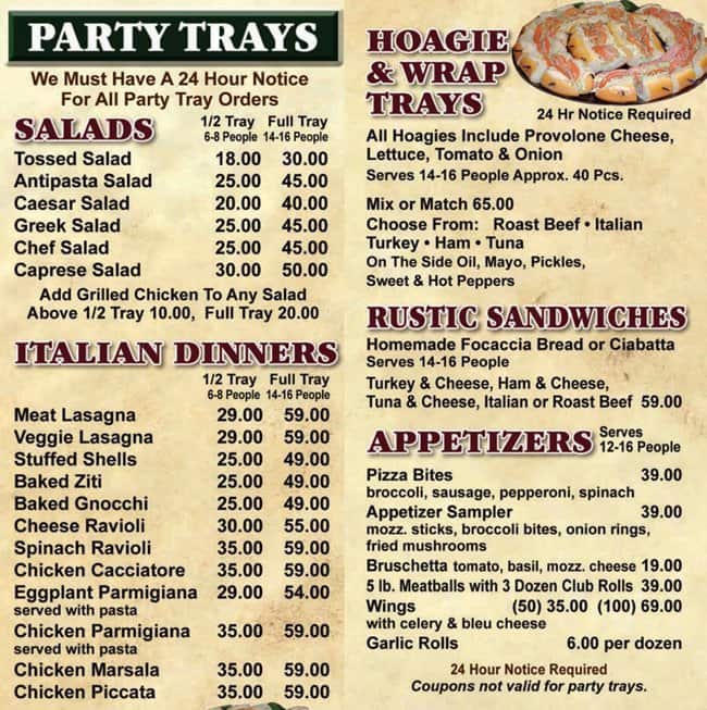 Menu at Mario's Pizza pizzeria, Elkton, 42 Beauchamp Rd