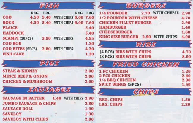 Fresh Fry Fish Bar Menu, Menu for Fresh Fry Fish Bar, Greenwich, London ...