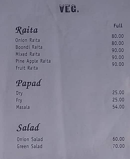 Ice Cube Restaurant menu