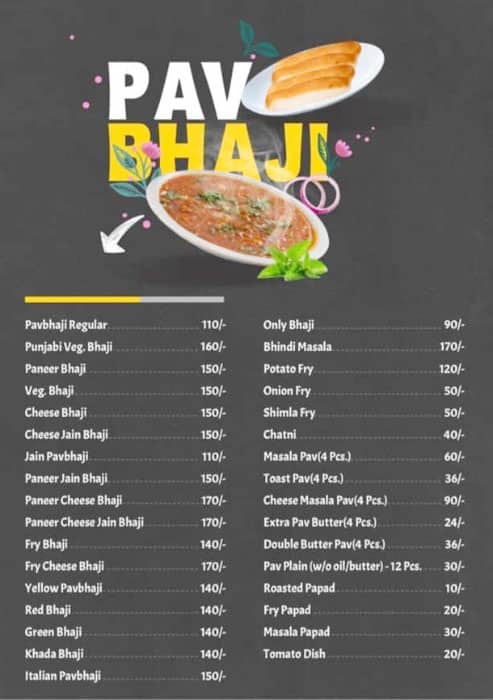 Mahesh PavBhaji menu