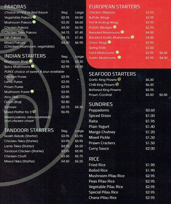 Madras Cottage Menu, Menu for Madras Cottage, Baillieston, Glasgow
