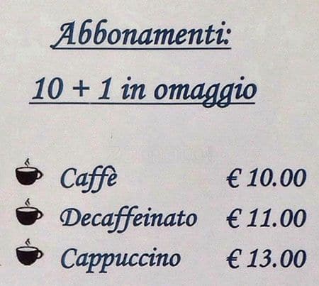 Menu di Bar Castello Fra & Fra 