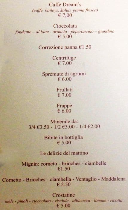 Menu di La Caffettiera 